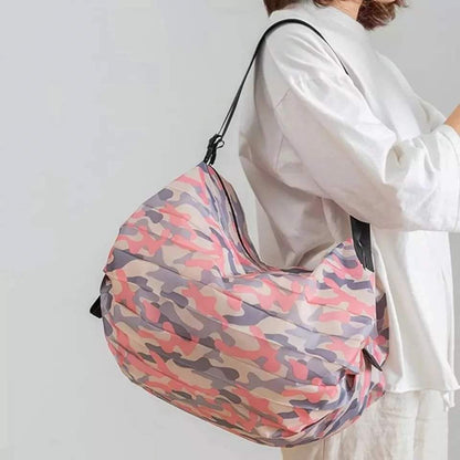 Foldable reusable shopping bag for groceries and daily errands