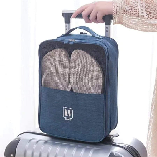 Waterproof Travel Shoe Bag 25x35cm – Black and Grey Portable Shoe Storage Organizer for Travel and Gym Use
