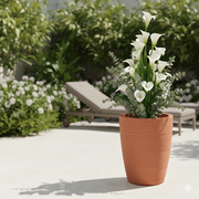 Round textured hard-plastic planter