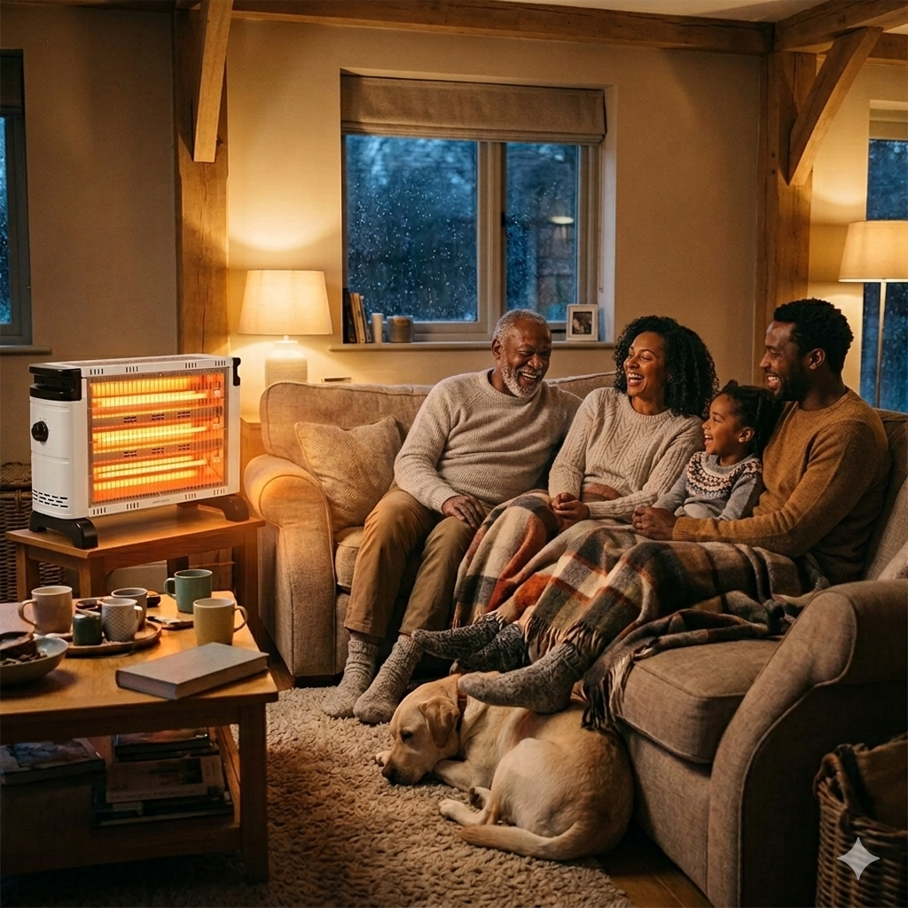 PRH004 quartz heater with 4 heat settings and 2000W maximum power