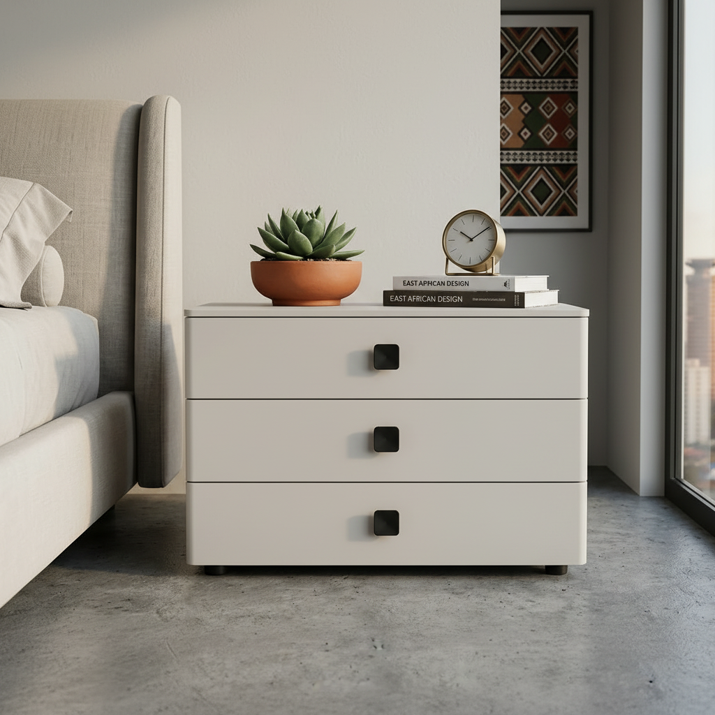 3-Drawer Bedside Nightstand Straton Style Storage Cabinet