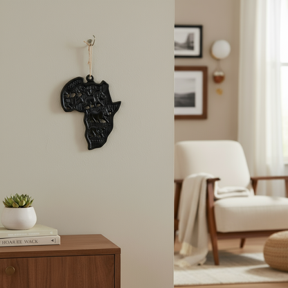Handcrafted African Continent Map Decor