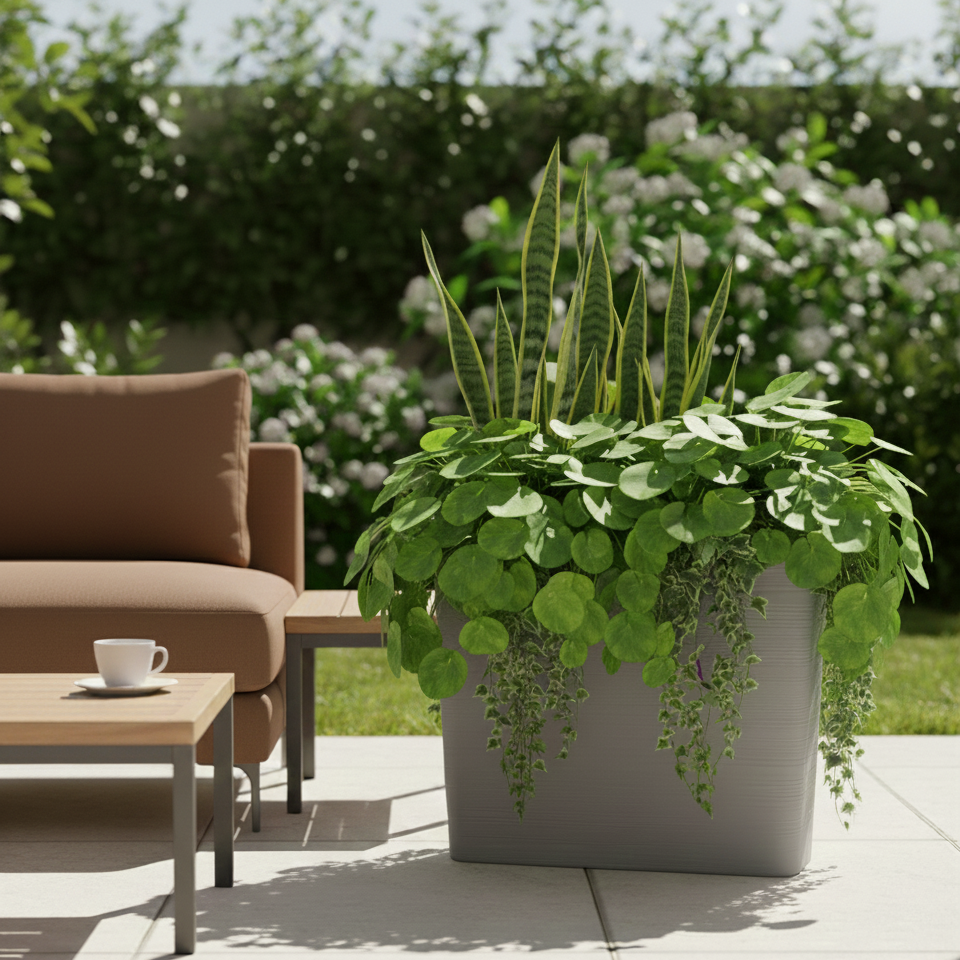 Rectangular Planter with coarse Texture Finish  77×89×27 cm.