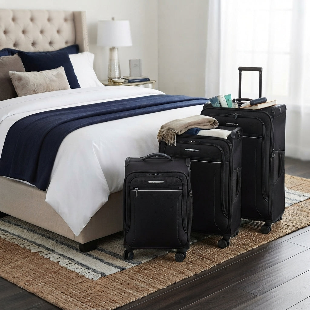 Dawood Lifestyle & Gadgets kes Toledo Black Suitcase Set of 3 19 24 29 Inch