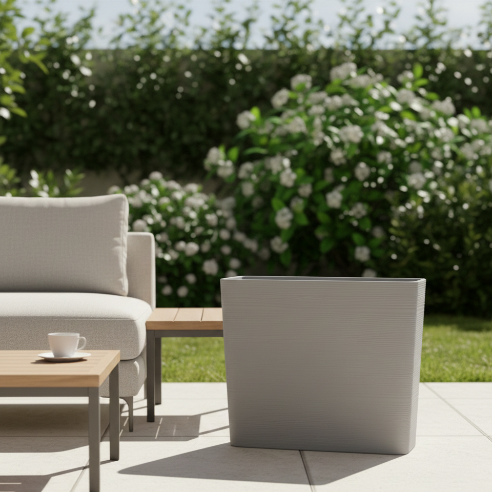 Rectangular Planter with coarse Texture Finish  77×89×27 cm.