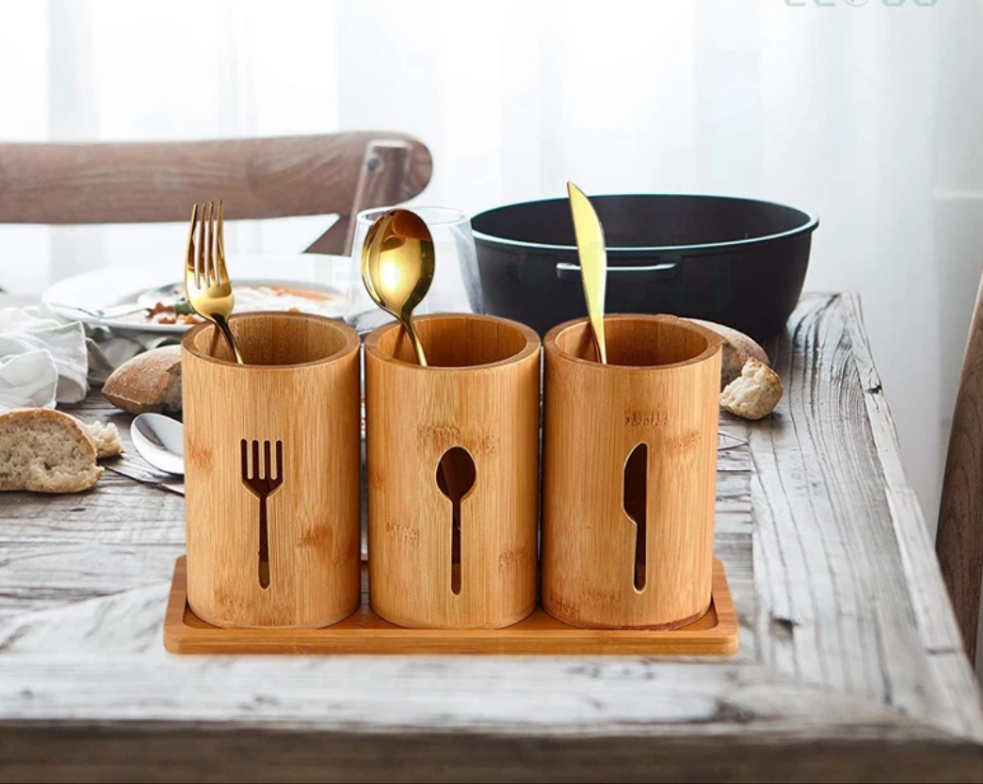 4 In 1 Bamboo Cutlery Holder