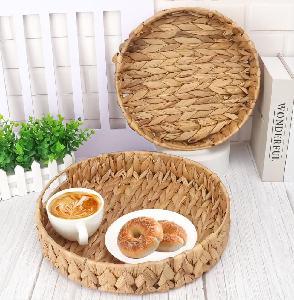 3Pcs Handmade Wicker Tray