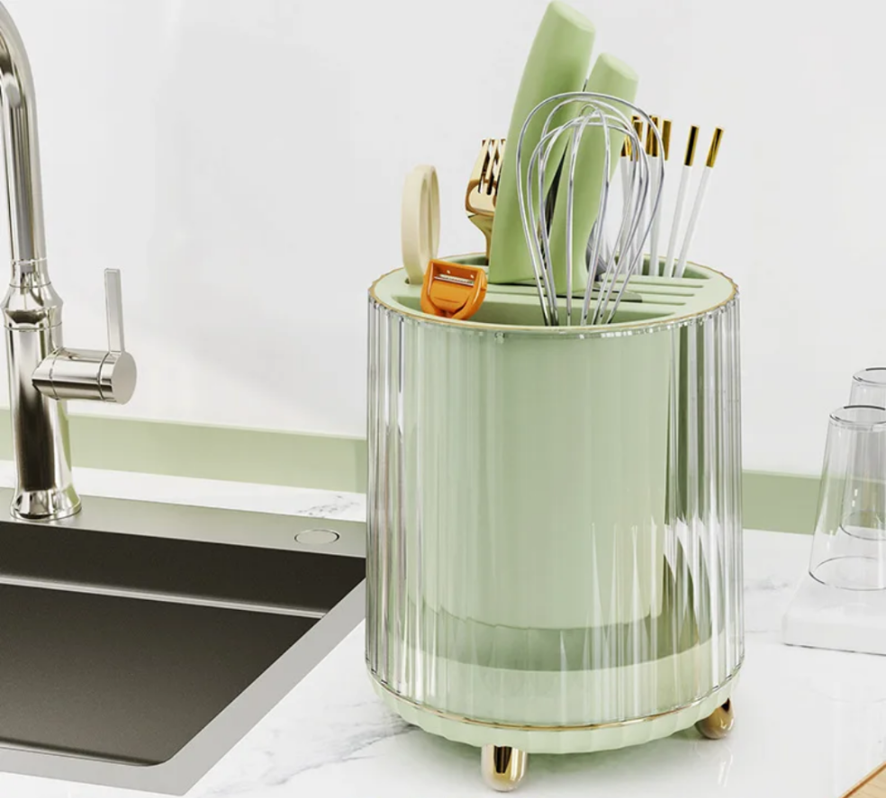 Multi-functional Rotary Knife Rest & Utensil Storage Rack