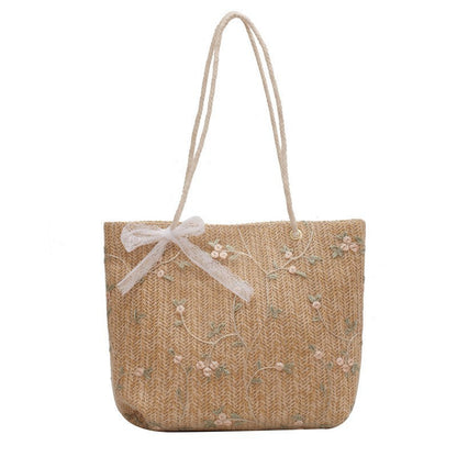 Straw braided tote bag