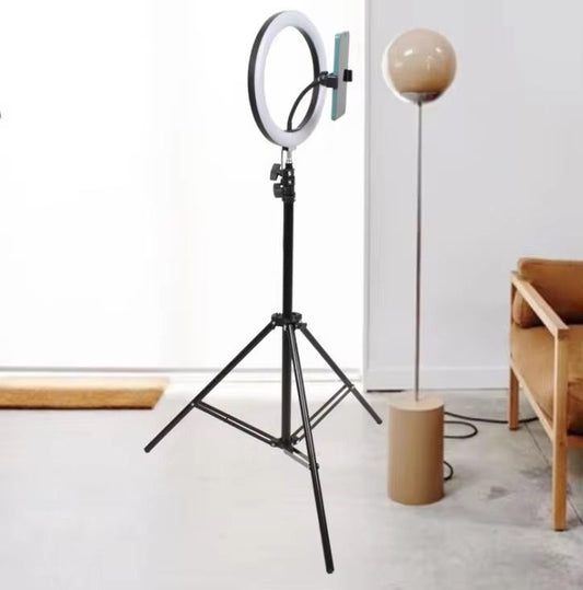 10-inch LED ring light with adjustable tripod stand and phone holder for photography and live streaming