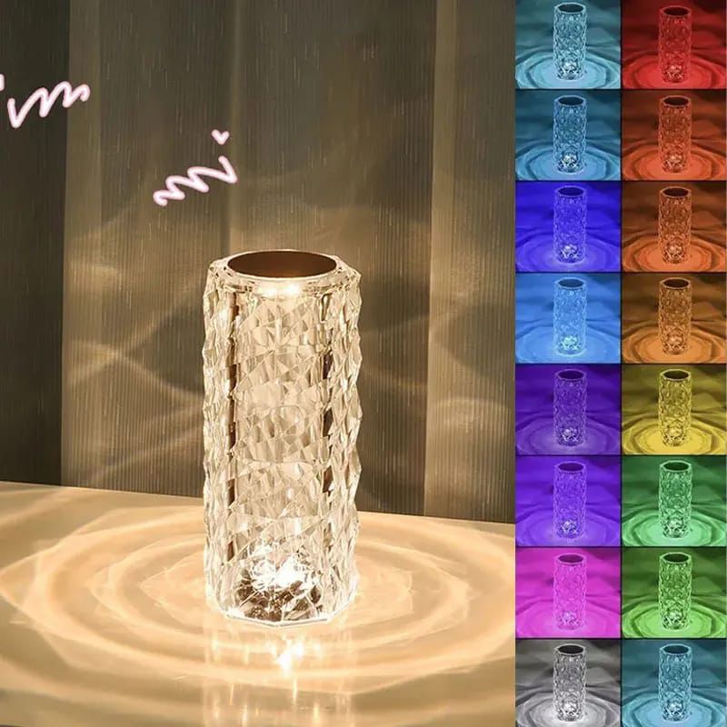 USB rechargeable touch crystal table lamp with 3-way dimmable lighting