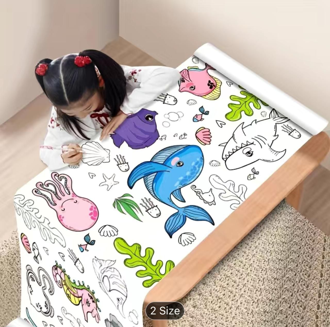 Kids drawing roll with 24-piece crayon set for creative learning and coloring