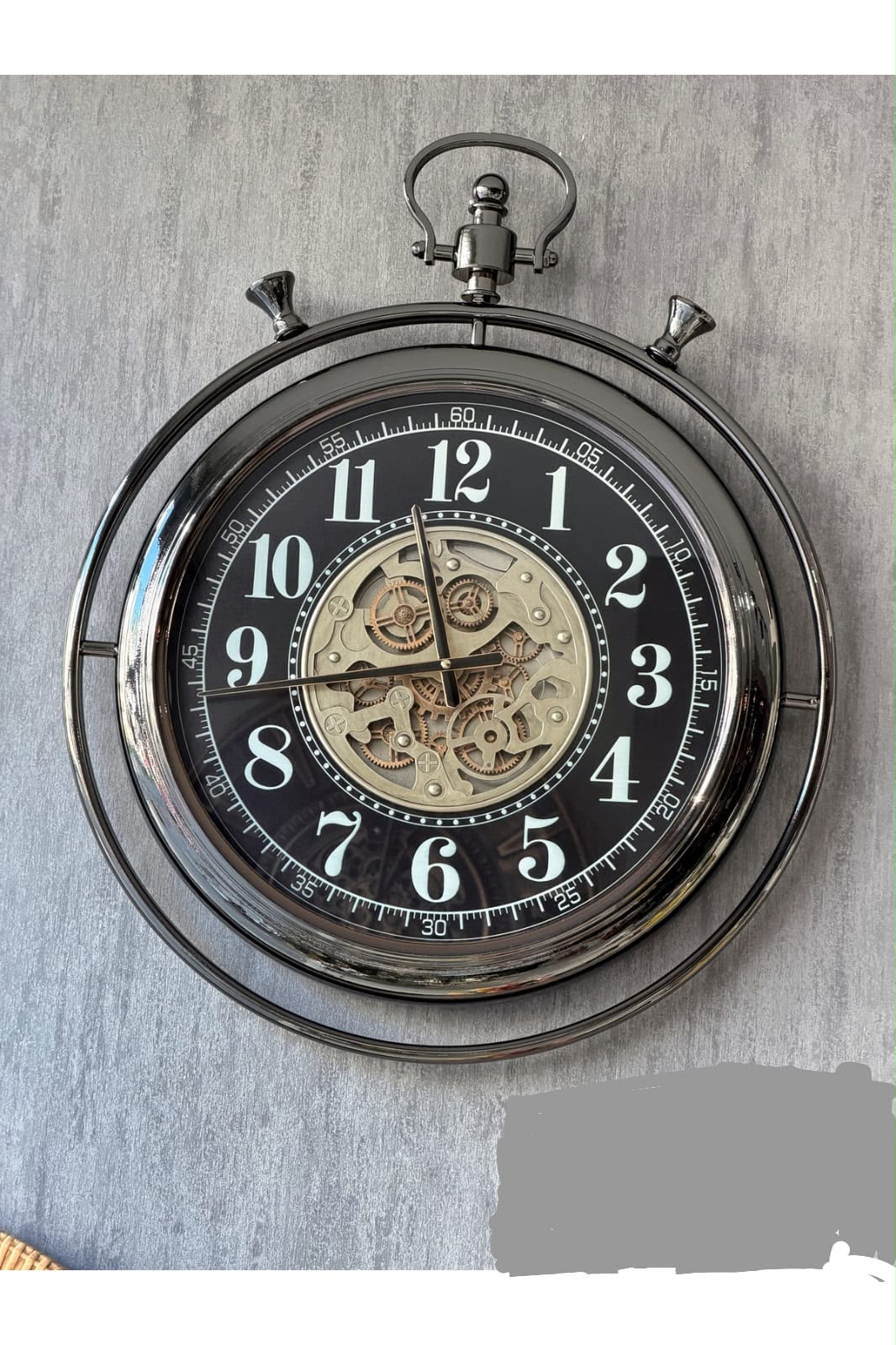 Wall Clock with Exposed Moving Gears D72cm X H76cm