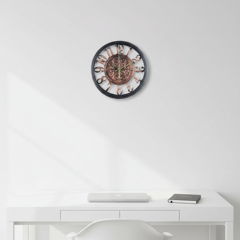 Vintage-look wall clock in 30cm and 45cm sizes, antique-style detailing with large numerals, neutral warm tones, ideal for living rooms, kitchens, or offices, Dawood Lifestyle & Gadgets