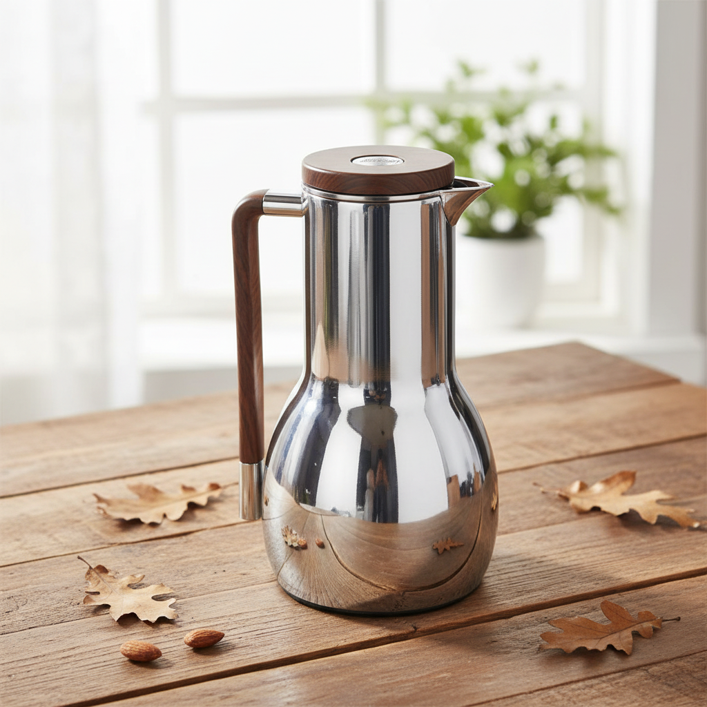 Dawood Lifestyle & Gadgets kes Regal Vacuum Flask RGD23Q-10GC 1 Litre Stainless Steel Thermal Jug with Faux Wood Handle