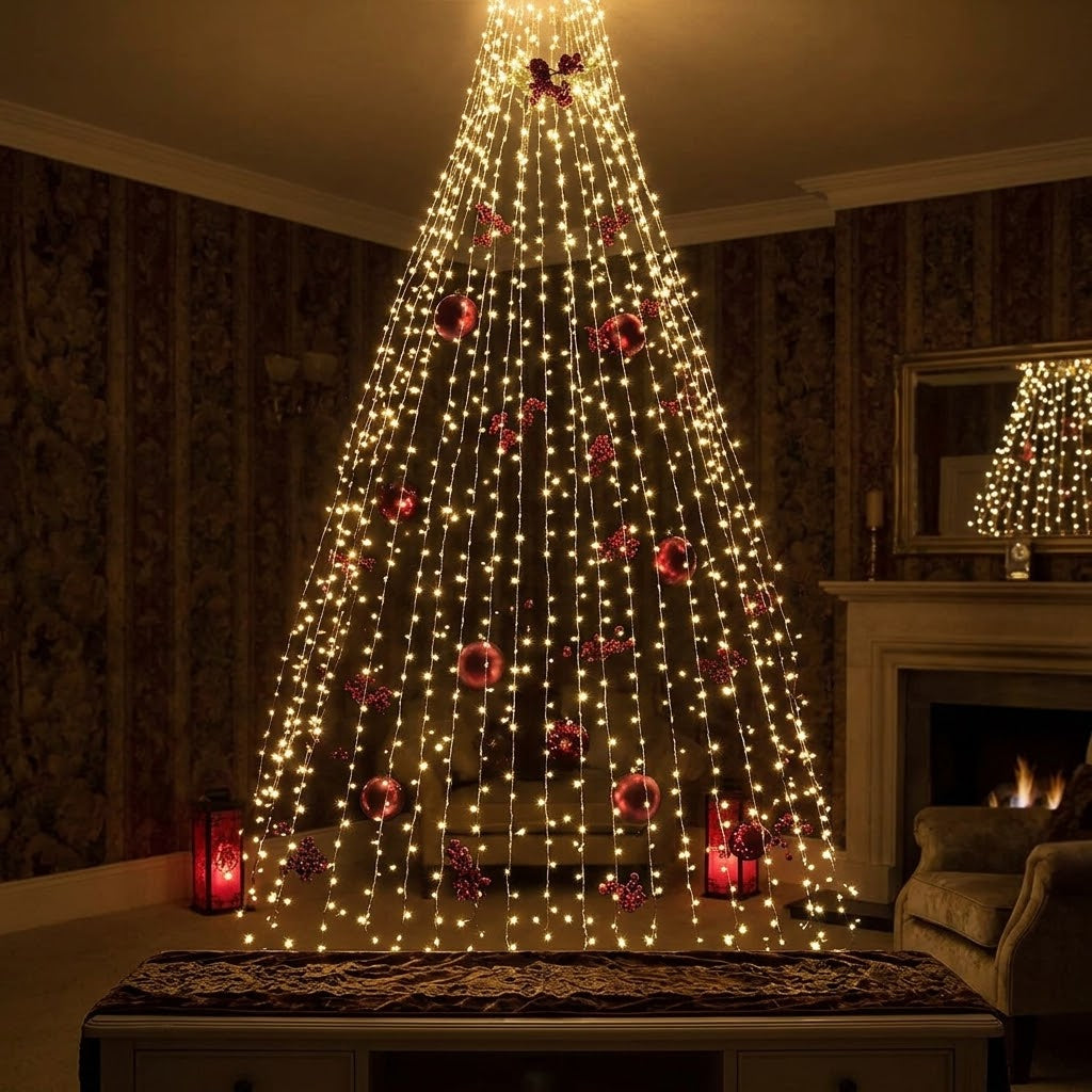 3 × 3m Warm White LED Curtain Fairy Lights for Indoor and Outdoor Use