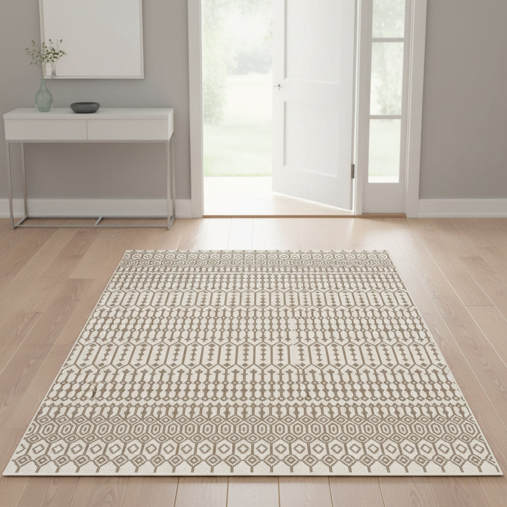 Vedantu geometric pattern carpet rug with modern design, soft texture, and durable construction suitable for large living and dining spaces.