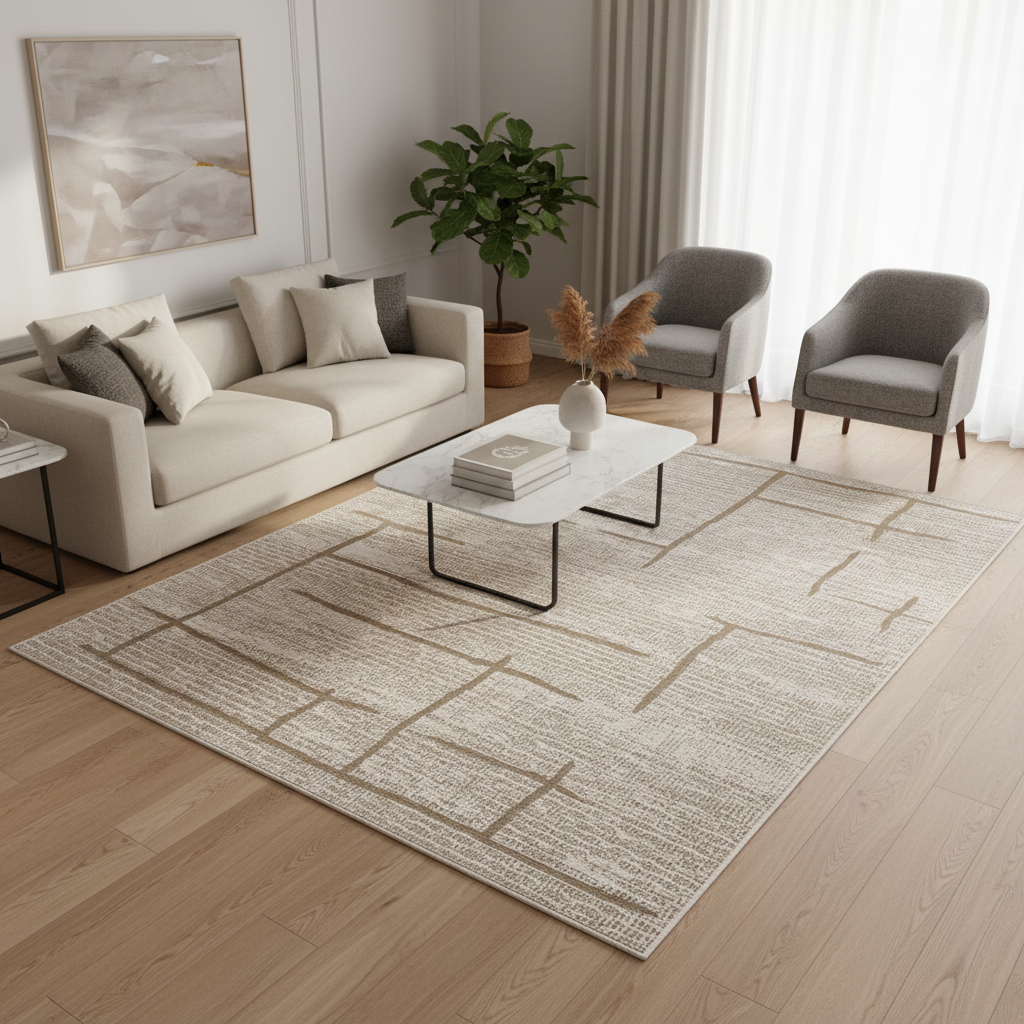 Oriental Weavers: Vedantu Intersecting Lines Pattern Carpet Rug; Light Brown-200 × 290 cm – KBORIE174