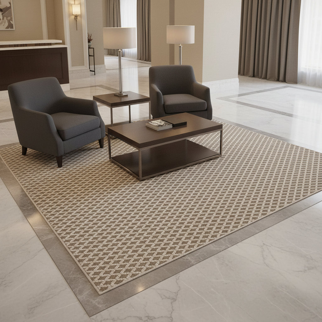 Oriental Weavers: Vedantu Diamond Pattern Carpet Rug; (240×340)cm, Light Brown-KBORIE175