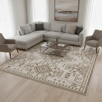 Oriental Weavers: Vedantu Embroidered Geometric Pattern Carpet Rug; (240×340)cm, Brown