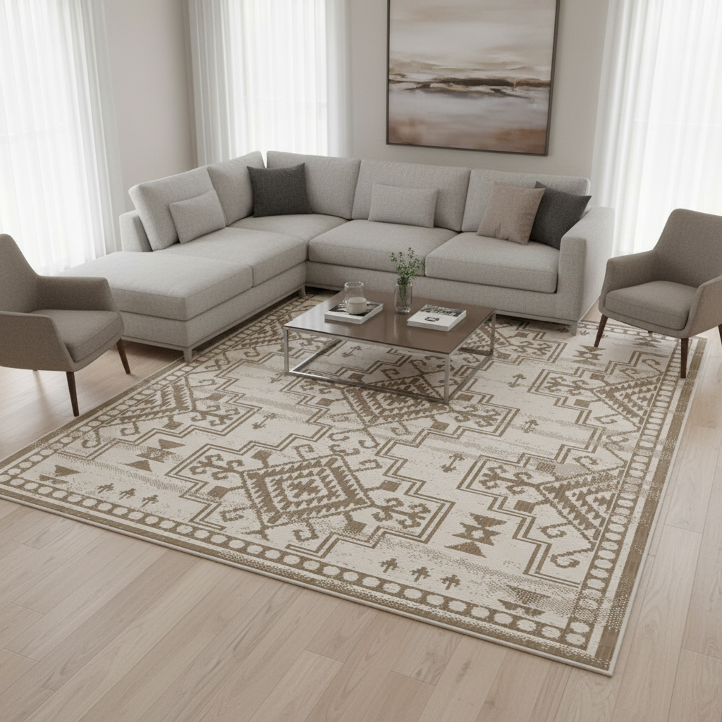 Oriental Weavers: Vedantu Embroidered Geometric Pattern Carpet Rug; (240×340)cm, Brown-KBORIE175