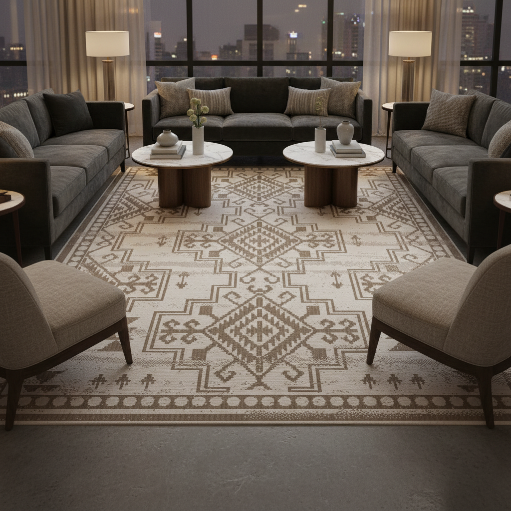 Oriental Weavers: Vedantu Embroidered Geometric Pattern Carpet Rug; (240×340)cm, Brown-KBORIE175