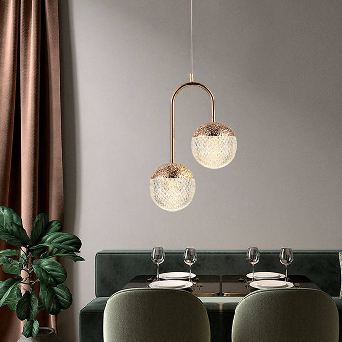 Arch Crystal Double Globe Pendant Light