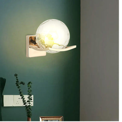 Clear Glass Globe Wall Lamp – Black, Silver & Gold Frames