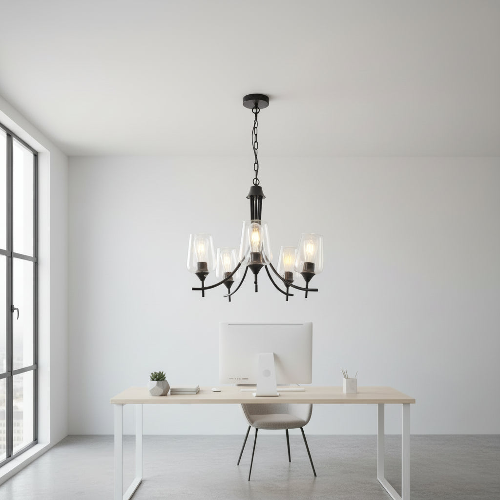 5-E27 Base Bulb Black Chandelier Lamp  PL 1147-05-BK
