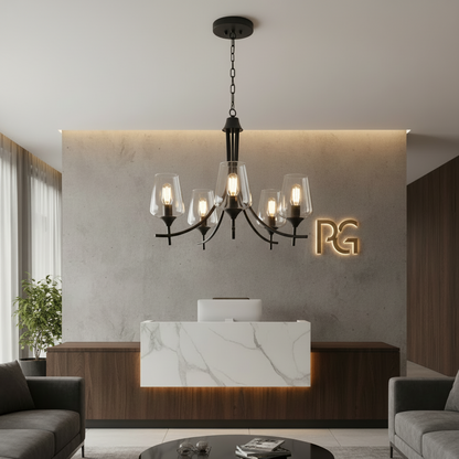 5-E27 Base Bulb Black Chandelier Lamp  PL 1147-05-BK
