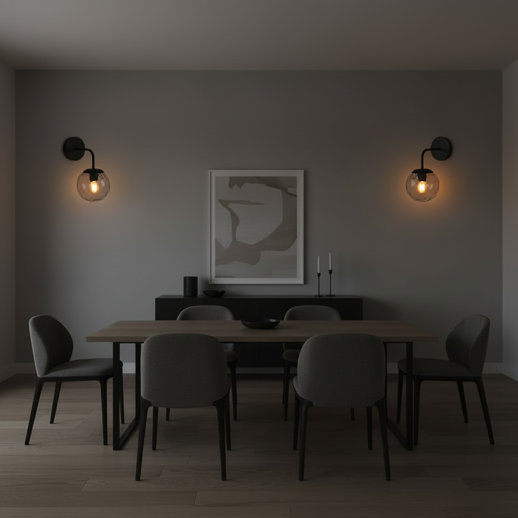 Black Frame  Wall Lamp with Clear Globe PL 1161-01-BK
