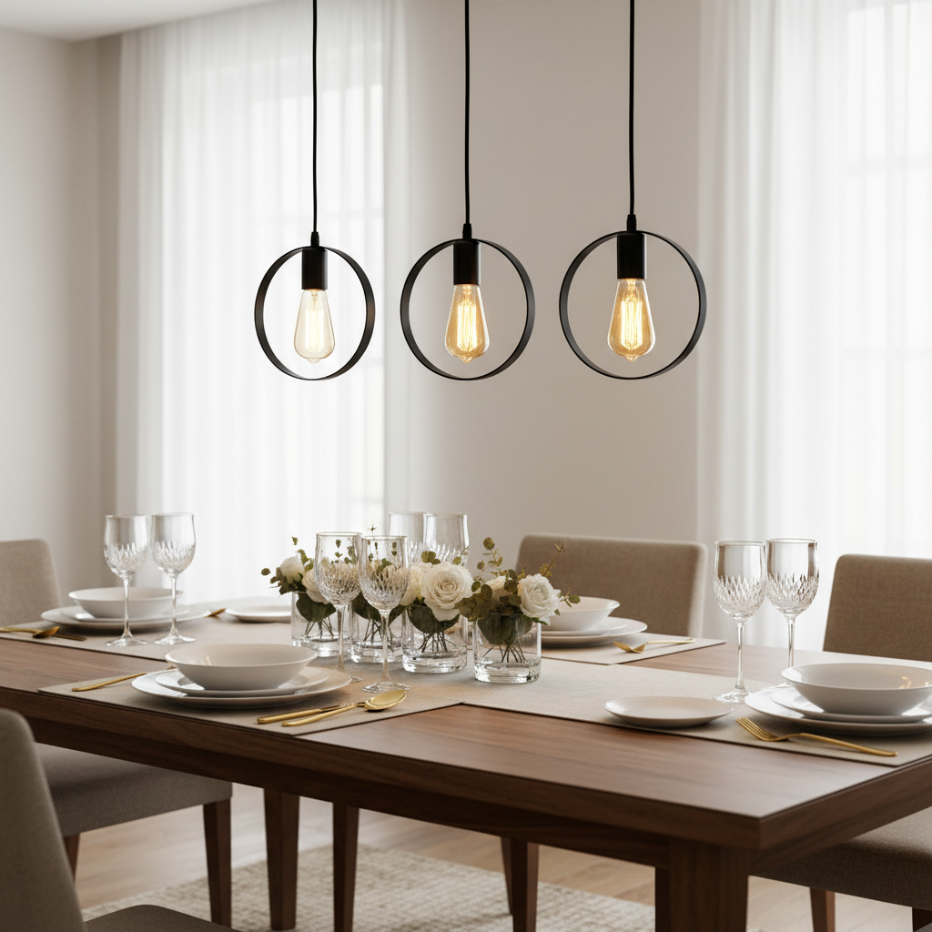 Black Triple Pendant with Exposed Bulb Design, PL 1173-03-BK