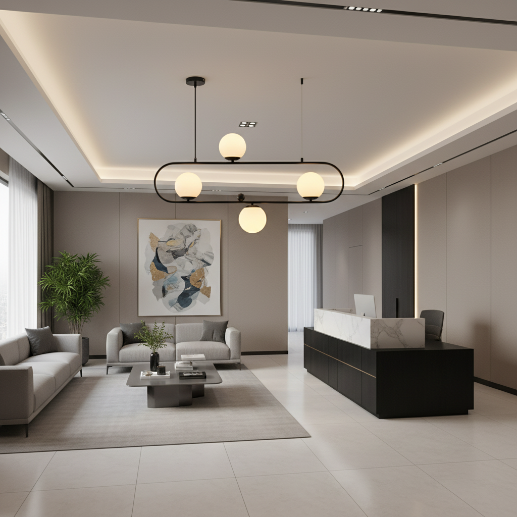 Black Oval Frame Pendant with Four White Shades PL 1175-04-BK