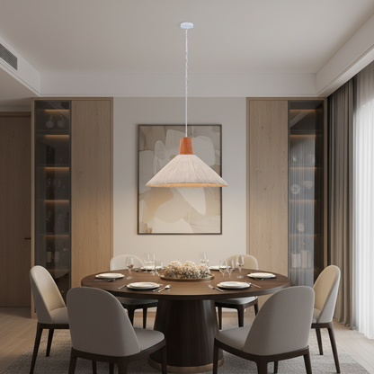 Rustic Cone Pendant Lamp – Natural Beige, E27 Holder, PL 2024-01-WH