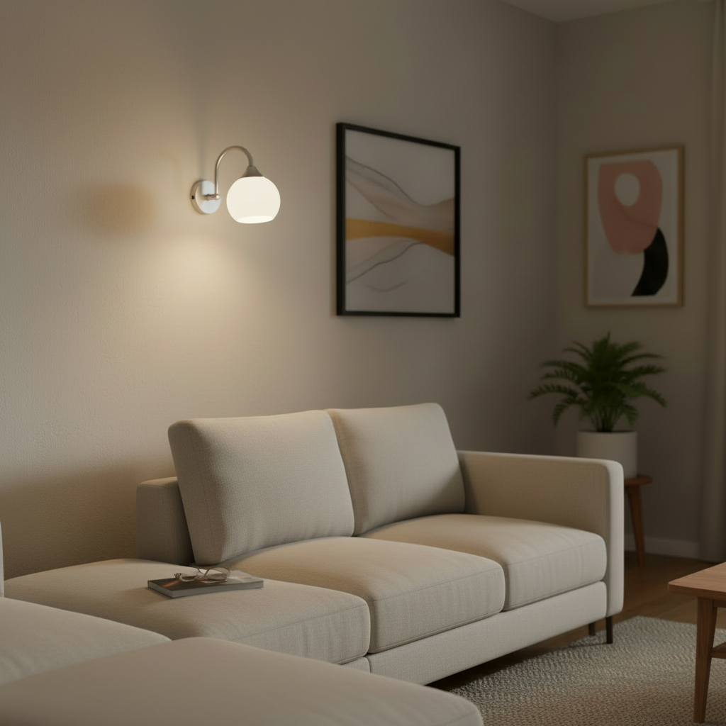 Silver and White Wall Lamp-PL 7037-27-01-SI
