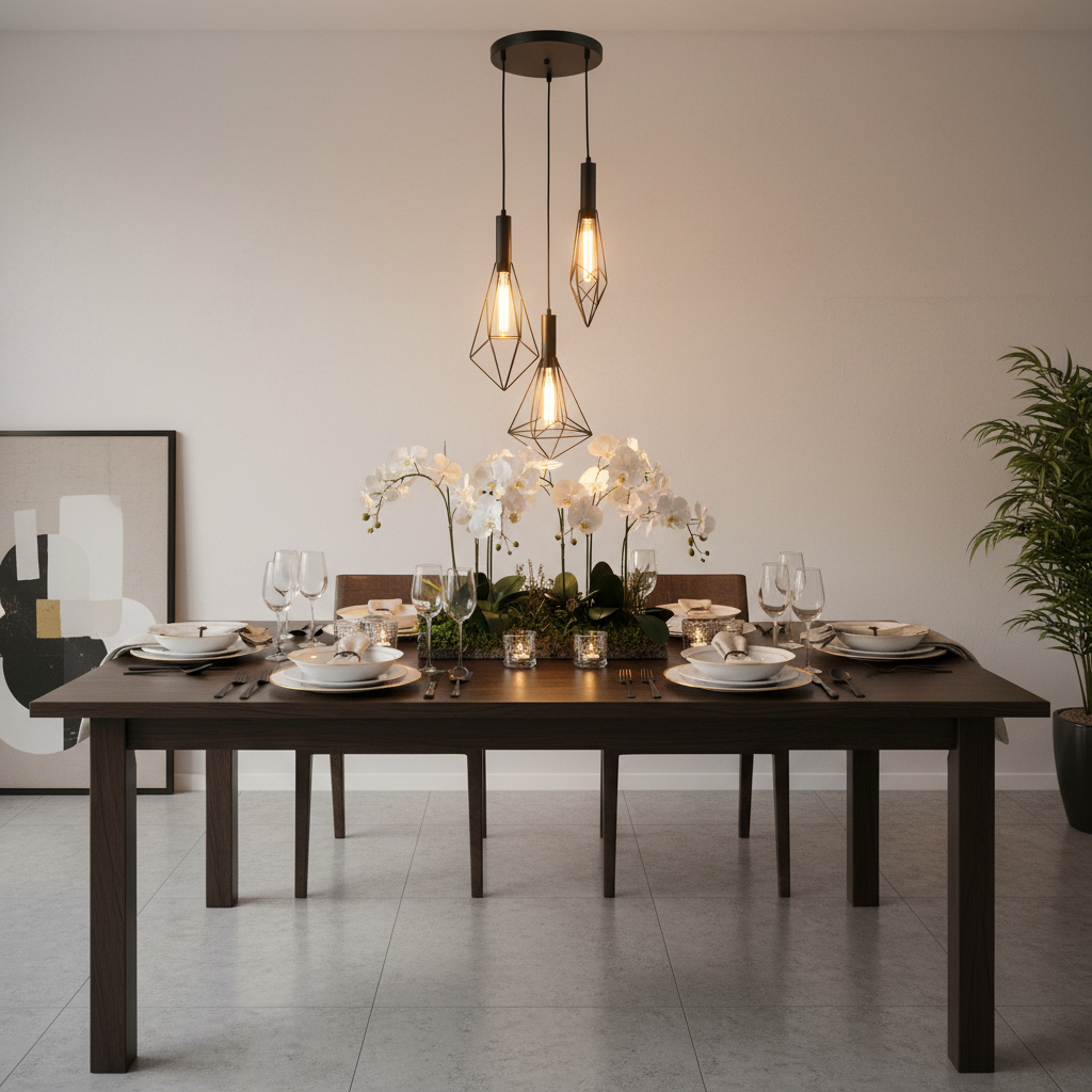 3-Light Geometric Cage Design Pendant Lamp PL 7040-27-03-BK