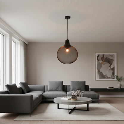 Matte Black Mesh Pendant Light, PL 7913-BK