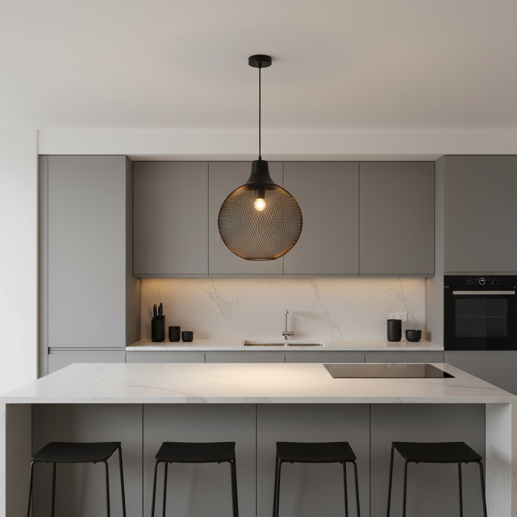 Matte Black Mesh Pendant Light, PL 7913-BK