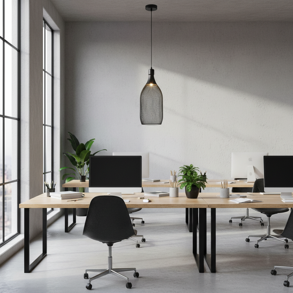 Industrial Black Mesh Pendant Light – PL 7914-01-BK