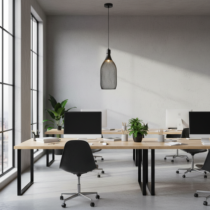 Industrial Black Mesh Pendant Light – PL 7914-01-BK