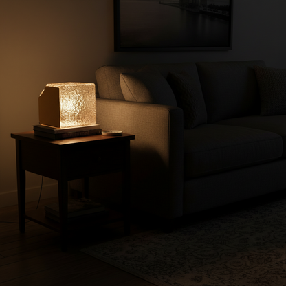 Ice Box Table Lamp with Gold MSS Sheet & Clear Glass Shade-PLAMPA2203