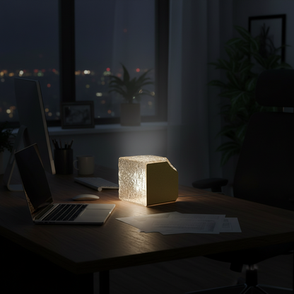 Ice Box Table Lamp with Gold MSS Sheet & Clear Glass Shade-PLAMPA2203