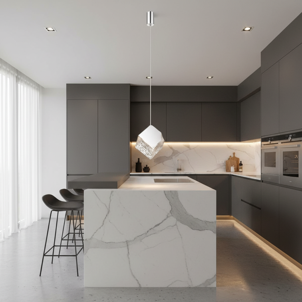 Ice Box Pendant Lamp With  Sheet/Clear Glass Shade