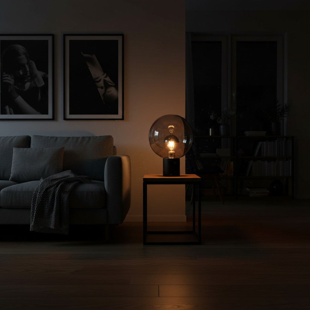 Table Lamp with Light Smoky Glass Shade, Matt Black-PLAMPA2224