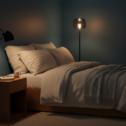 Floor Lamp with Light Smoky Glass Shade, Matt Black, G9, PLAMPA2241