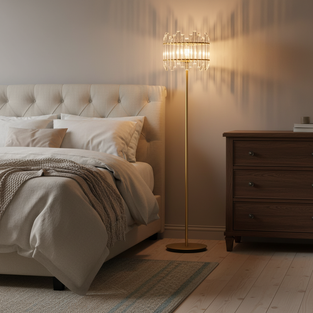 Gold Finish Floor Lamp with Clear Glass Shade-PLAMPA2250