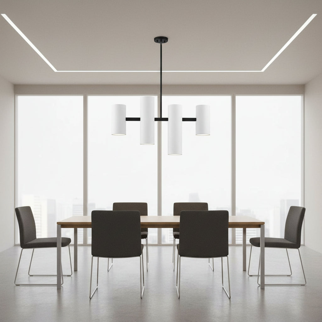 Domus pendant lamp in black and white-black finish with adjustable height and GU10 lighting for modern interiors