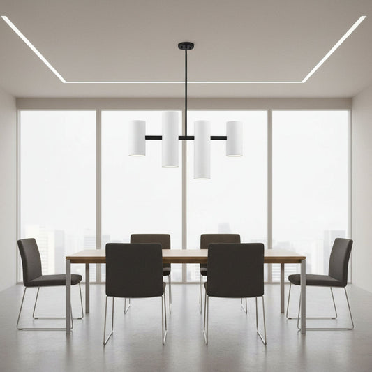Domus pendant lamp in black and white-black finish with adjustable height and GU10 lighting for modern interiors