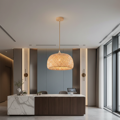 Bamboo Dome Pendant Lamp – Compact Natural Wood Style, PL WD25-06-01