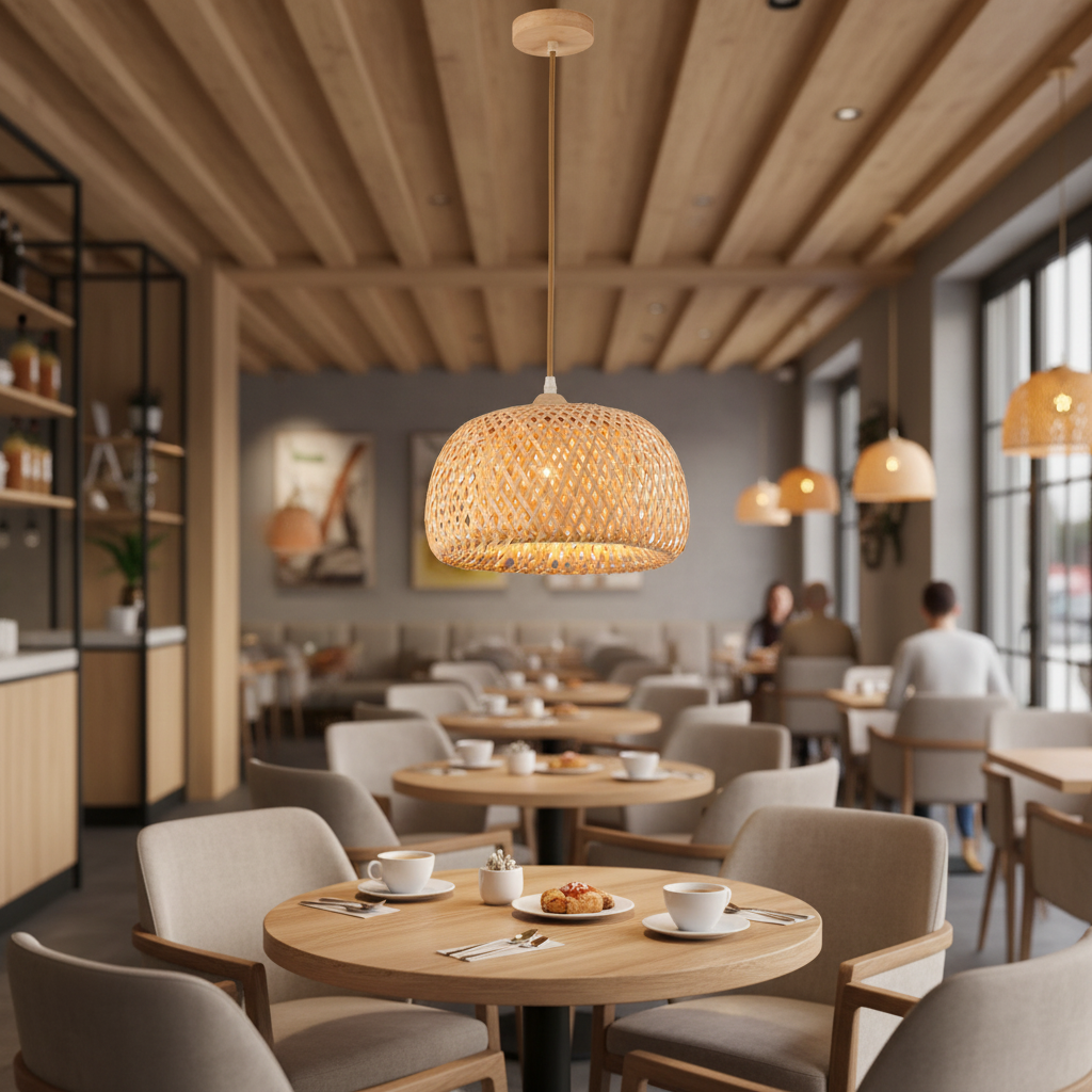 Bamboo Dome Pendant Lamp – Compact Natural Wood Style, PL WD25-06-01